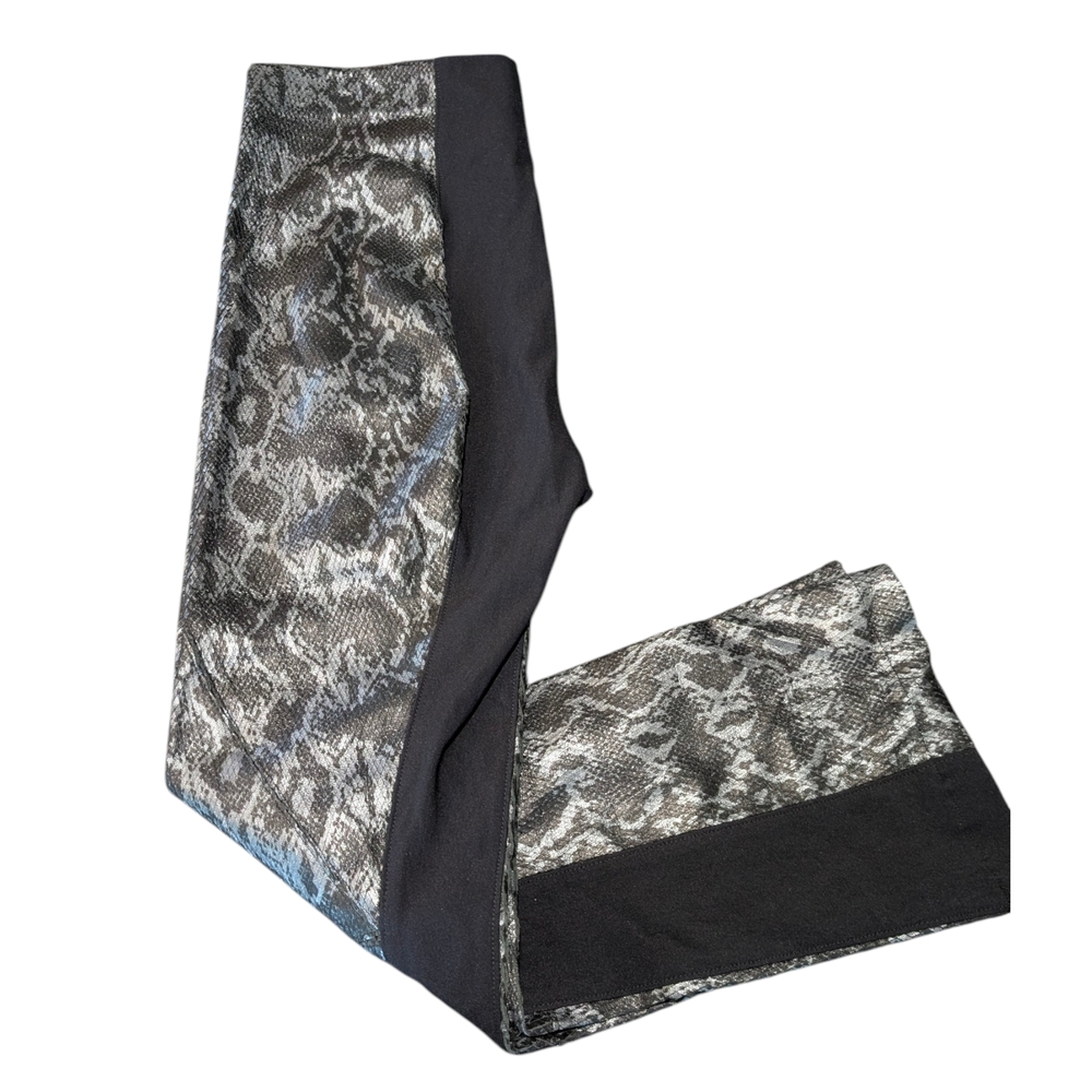 Luxury Snake Print Genuine Leather Front Pants - Gray & Black - Size XL
